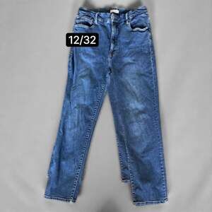 Good American Jeans Womens 12/31 Good Waist Raw Edge Ankle Skinny Medium Wash